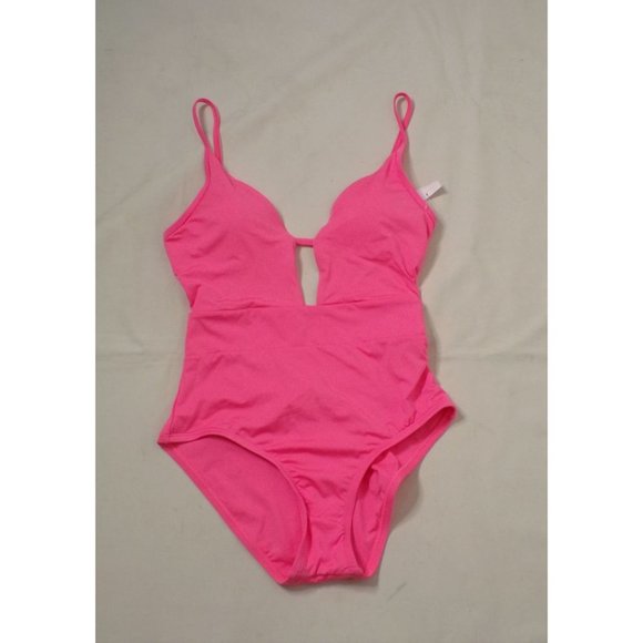 BECCA Other - BECCA Color Code Plunge One-Piece Swimsuit Small (4-6) Coral Pink NEW